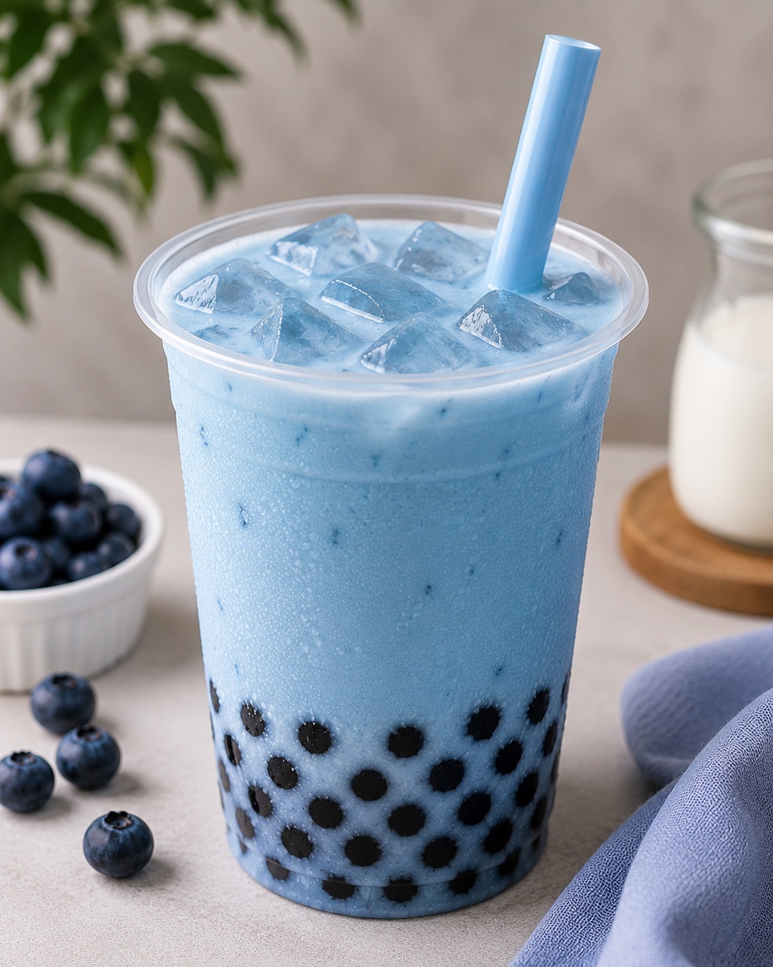 Blueberry milk tea boba